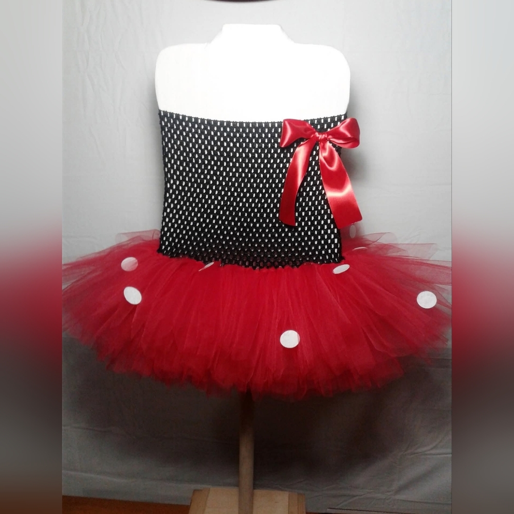 Charming Red and Black Tutu Dress Handmade